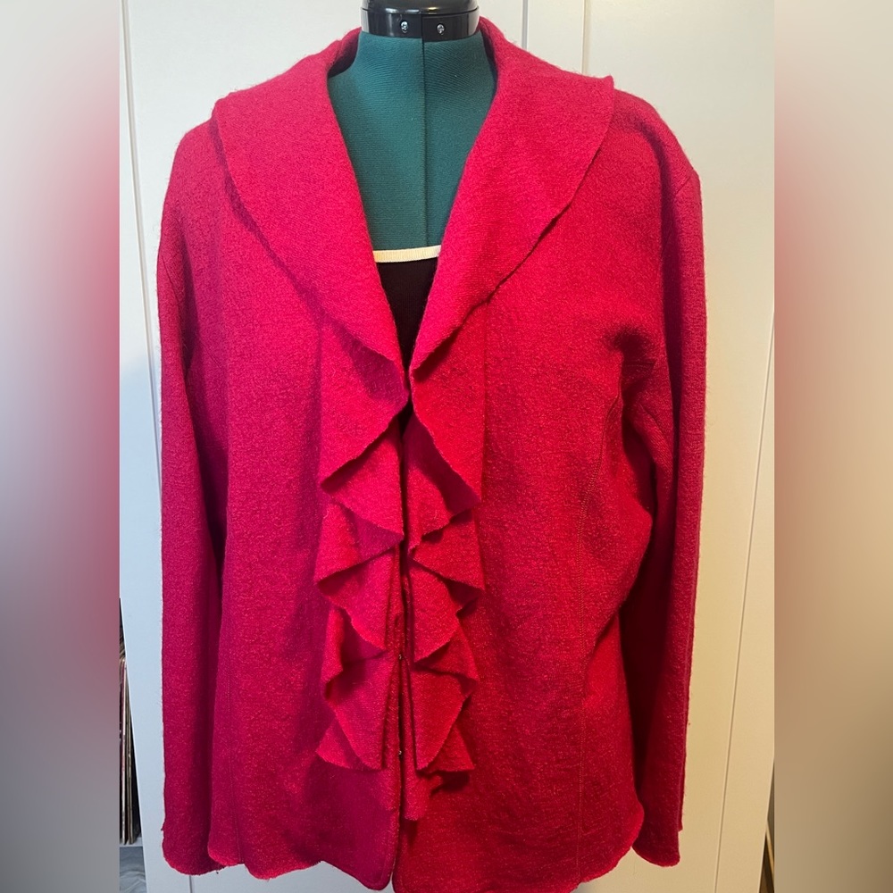 Plus Size Charter Club Wool ruffle front blazer/ sweater